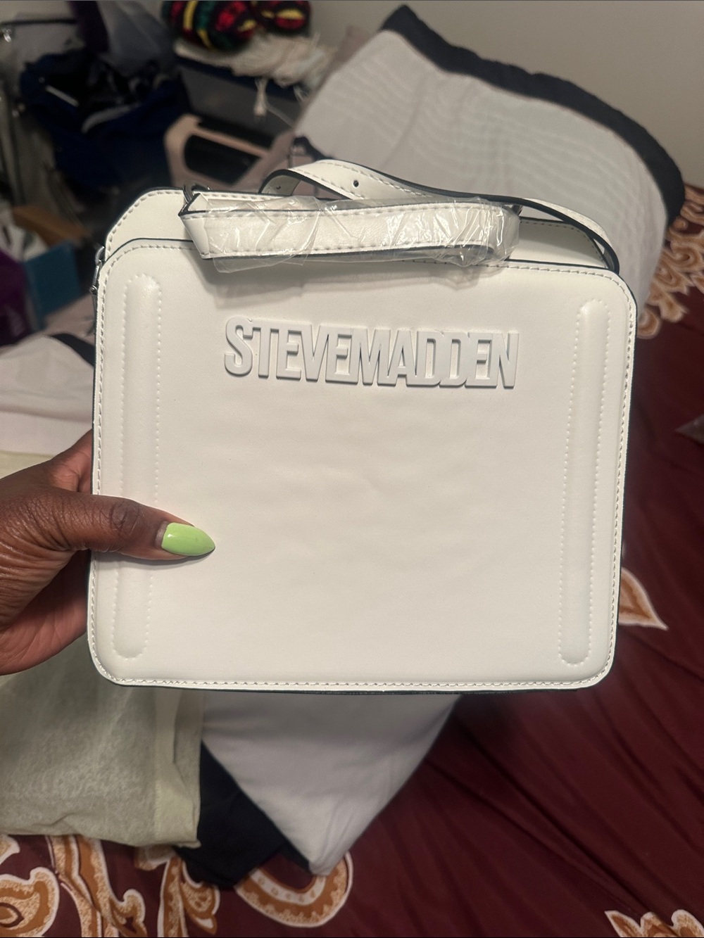 Steve Madden White Box Crossbody Bag